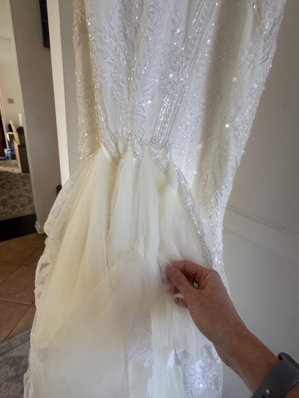 Martina Liana Ivory and Silver Lace Bridal Gown - Picture 7 of 14